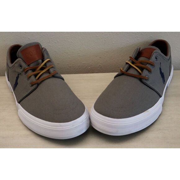 Polo Ralph Lauren 01087 Men's Sz 11.5 Gray Faxon Low Canvas Fashion Sneakers - Picture 3 of 8
